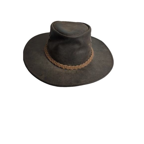 Kakadu Traders Hat Australian Leather Western Rodeo Work Chore Hat Sz Medium - Picture 1 of 13